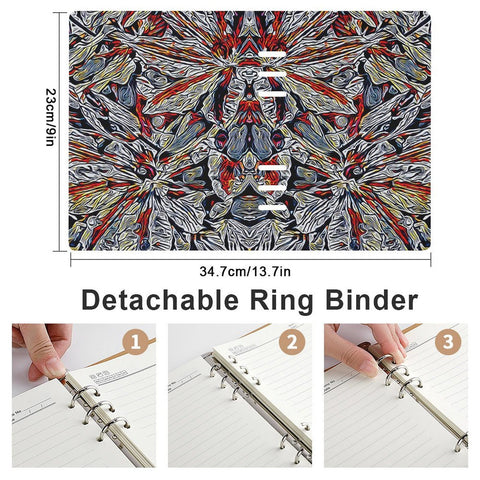 'Clematis Platinum' Faux Leather A5 Binder Notebook