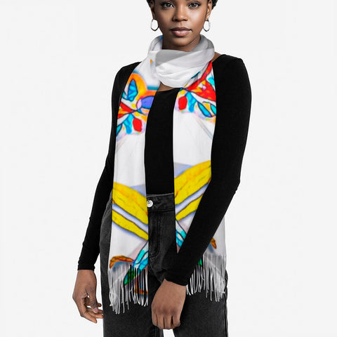'Regenesis' (White Edit) Tassel Fleece Scarf