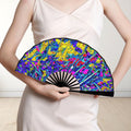 'Agapanthus' (Black Edge) Double-Sided Folding Bamboo Fan
