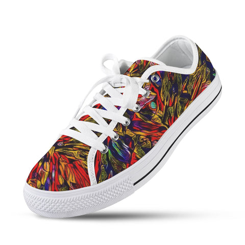 'Clematis Firestorm' (White Trim) Women's Canvas Plimsolls
