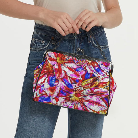 'Clematis' Faux Leather Kisslock Handbag Crossbody