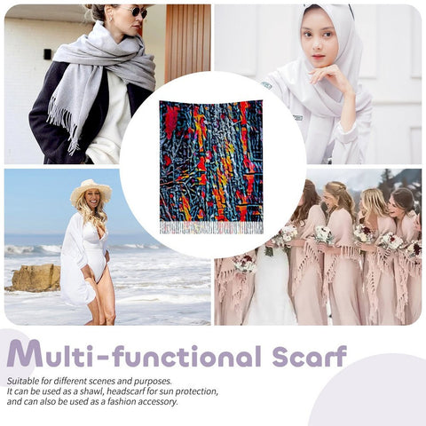 'Graphite' Tassel Fleece Scarf