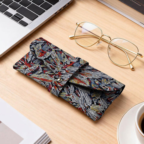 'Clematis Platinum' Faux Leather Glasses Case