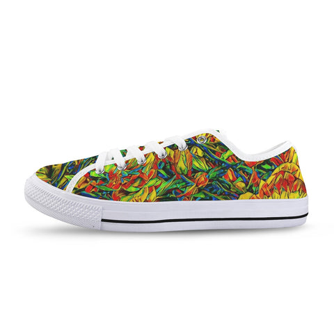 'Peony Citrus' (White Trim) Women's Canvas Plimsolls