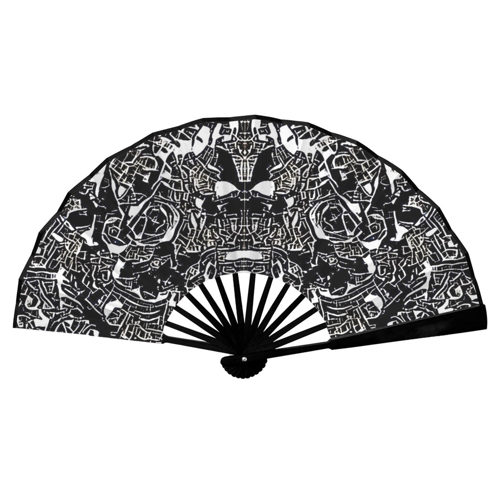 'Liquorice' (Black Edge) Double-Sided Folding Bamboo Fan