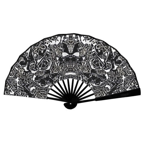 'Liquorice' (Black Edge) Double-Sided Folding Bamboo Fan