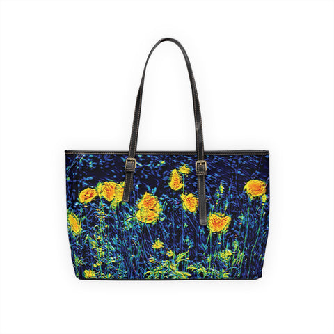 'Wild Poppies' PU Leather Zipped Tote