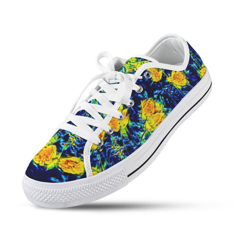 'Wild Poppies' (White Trim) Women's Canvas Plimsolls