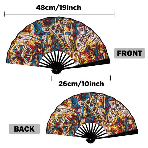 'Boilerplate' (Black Edge) Double-Sided Folding Bamboo Fan