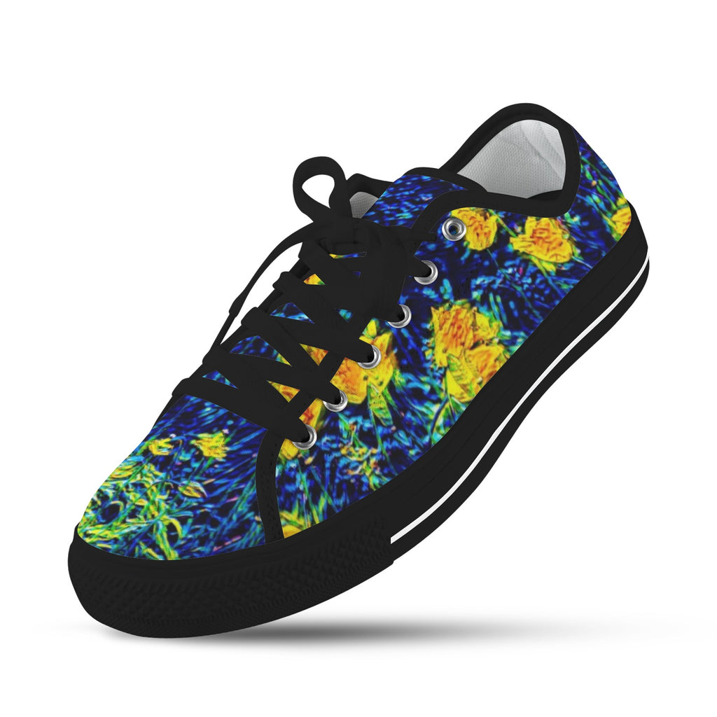'Wild Poppies' (Black Trim) 'Seattle' Women's Trainers