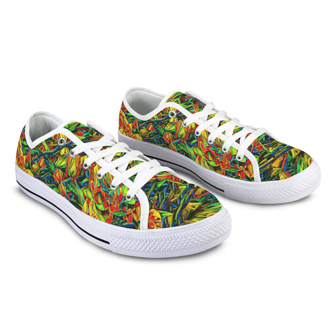 'Peony Citrus' (White Trim) Women's Canvas Plimsolls