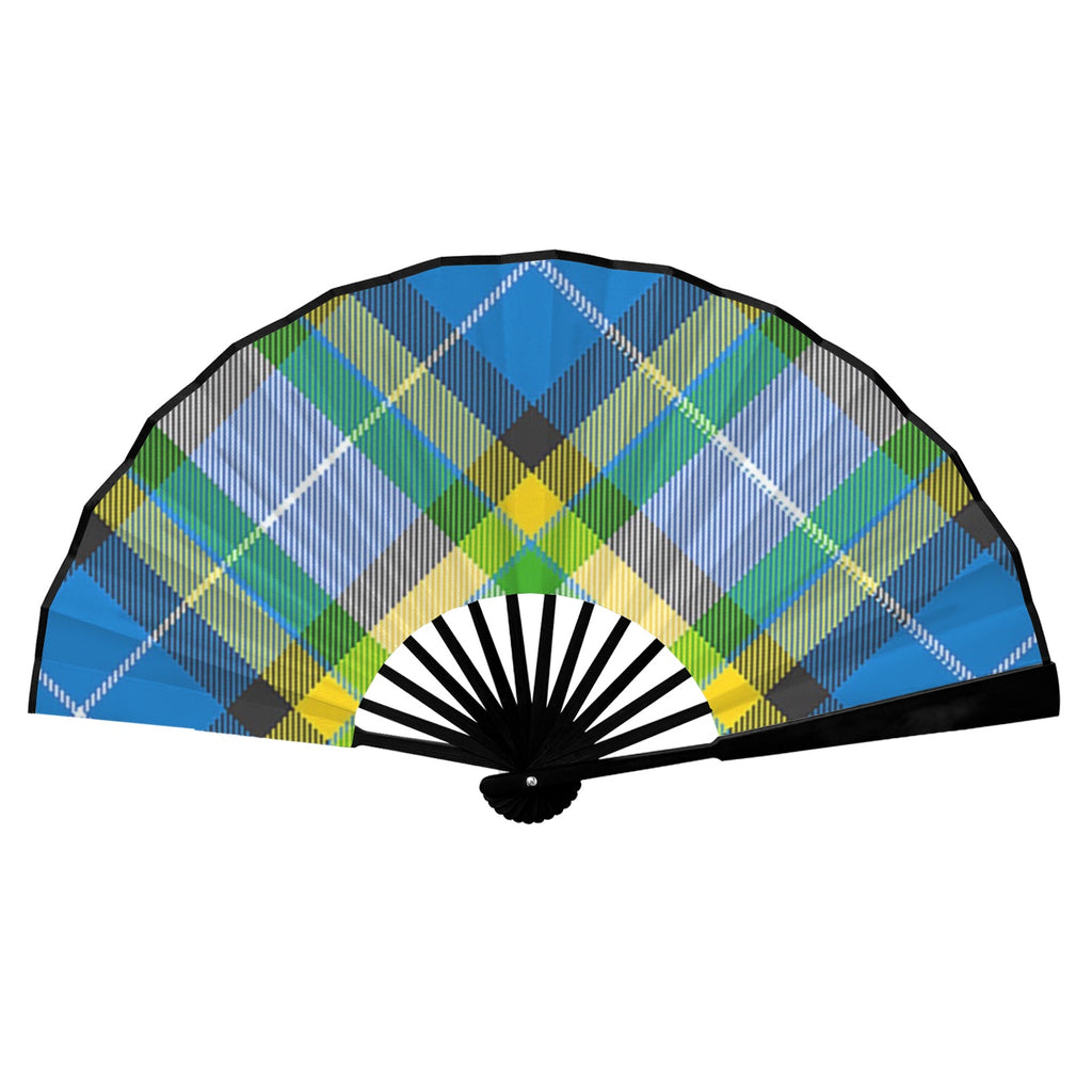 'Yorkshire Tartan' (Slant / Black Edge) Double-Sided Folding Bamboo Fan