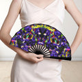 'Purple Haze' (Black Edge) Double-Sided Folding Bamboo Fan