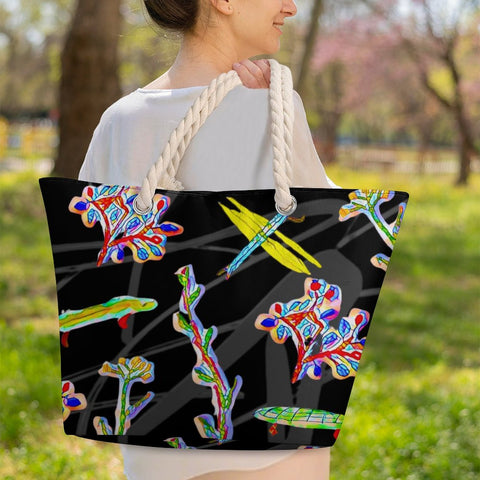 'Regenesis' (Black) Hemp Rope Tote Bag