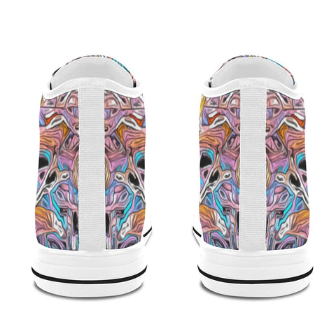 'Psychedelique' (White) Women's 'Vancouver' High Top Boots