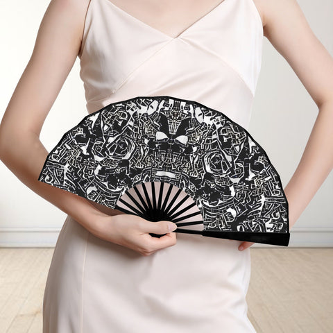 'Liquorice' (Black Edge) Double-Sided Folding Bamboo Fan