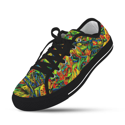 'Peony Citrus' (Black Trim) Women's Canvas Plimsolls