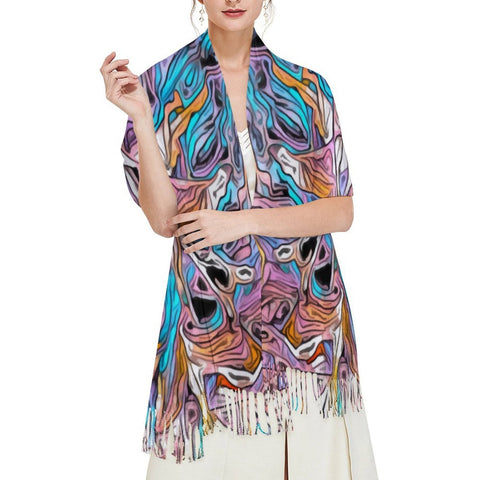 'Psychedelique' Tassel Fleece Scarf