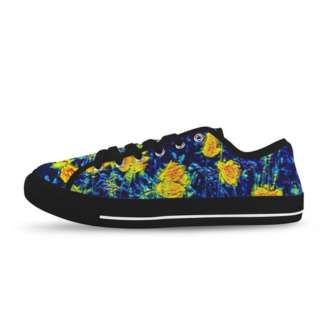 'Wild Poppies' (Black Trim) Women's Canvas Plimsolls