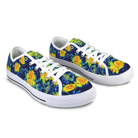 'Wild Poppies' (White Trim) Women's Canvas Plimsolls