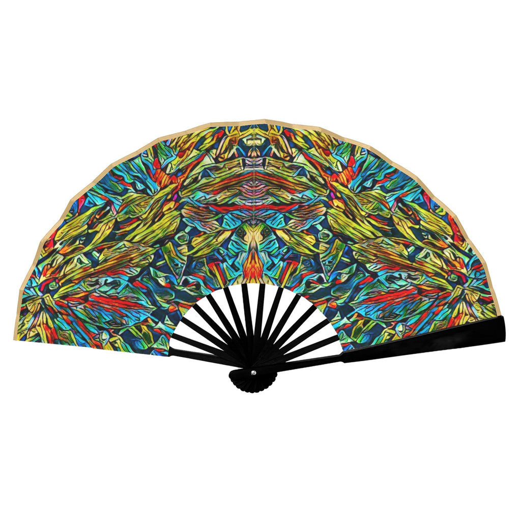 'Clematis Electra' (Gold Edge) Double-Sided Custom Folding Fan