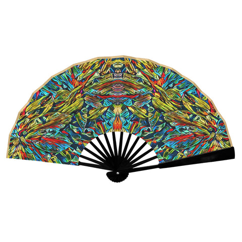 'Clematis Electra' (Gold Edge) Double-Sided Custom Folding Fan