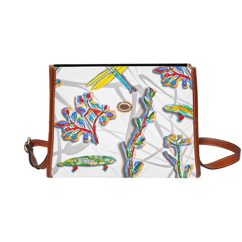 'Evolution' Canvas Shoulder Satchel (Brown Trim)