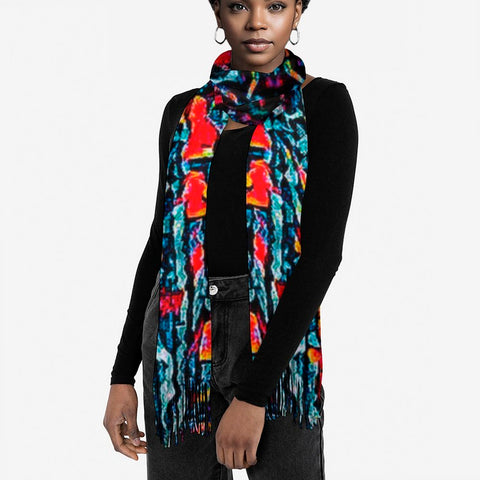 'Graphite' Tassel Fleece Scarf