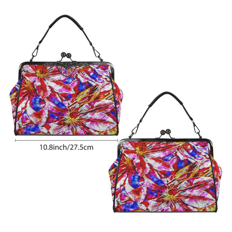 'Clematis' Faux Leather Kisslock Handbag Crossbody
