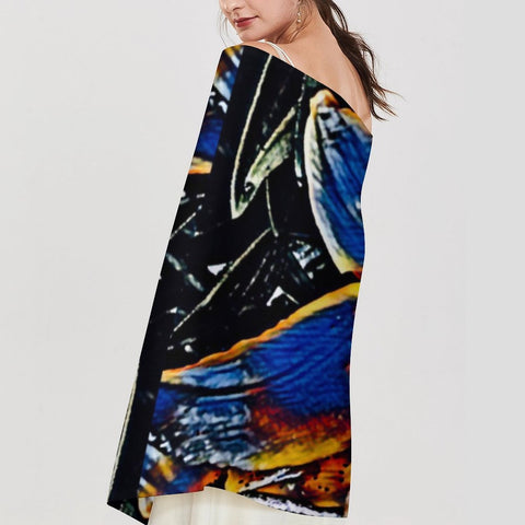 'Lily Cobalt' Tassel Fleece Scarf