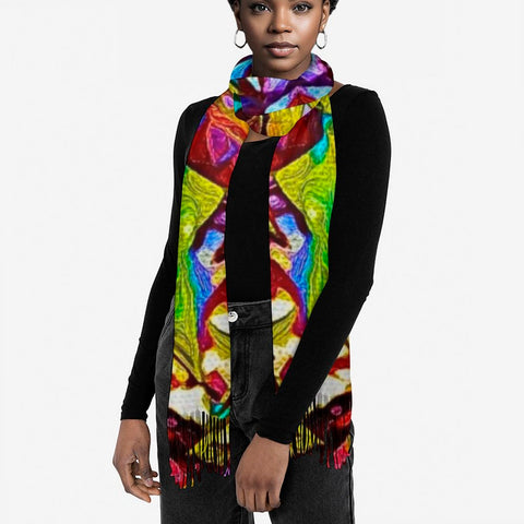 'Tropique' Tassel Fleece Scarf