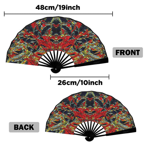 'Earthquake' (Black Edge) Double-Sided Folding Bamboo Fan