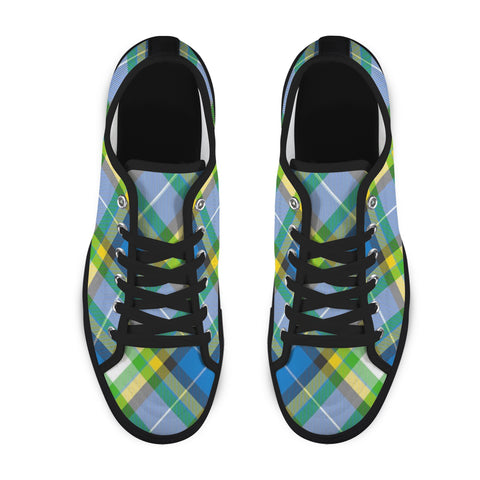 'Yorkshire Tartan' (Slant/Black Trim) Women's Canvas Plimsolls