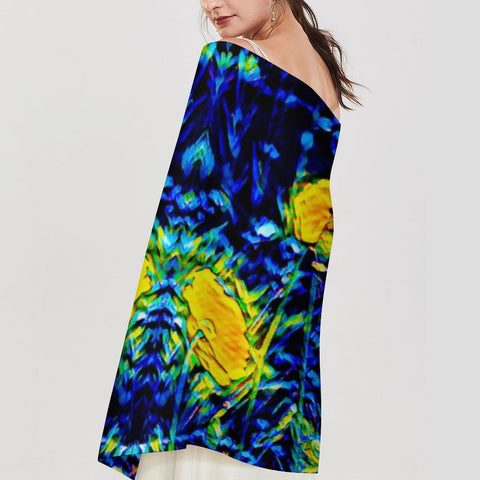 'Wild Poppies' Tassel Fleece Scarf