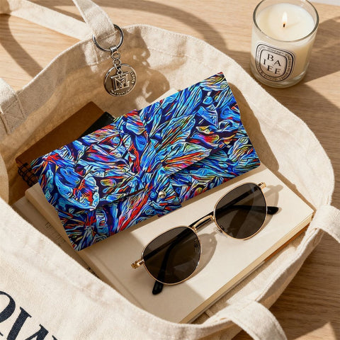 'Clematis Sapphire' Faux Leather Glasses Case