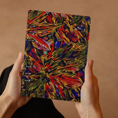 'Clematis Firestorm' Faux Leather A5 Binder Notebook