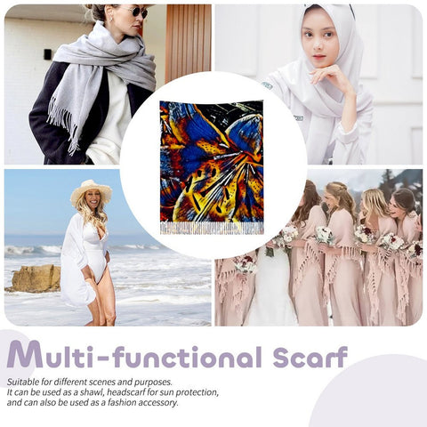 'Lily Cobalt' Tassel Fleece Scarf