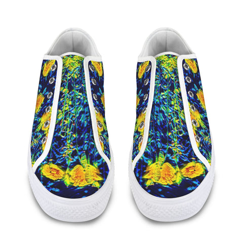 'Wild Poppies' (White Trim) Women's Canvas Plimsolls