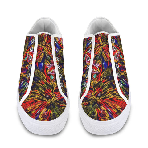 'Clematis Firestorm' (White Trim) Women's Canvas Plimsolls