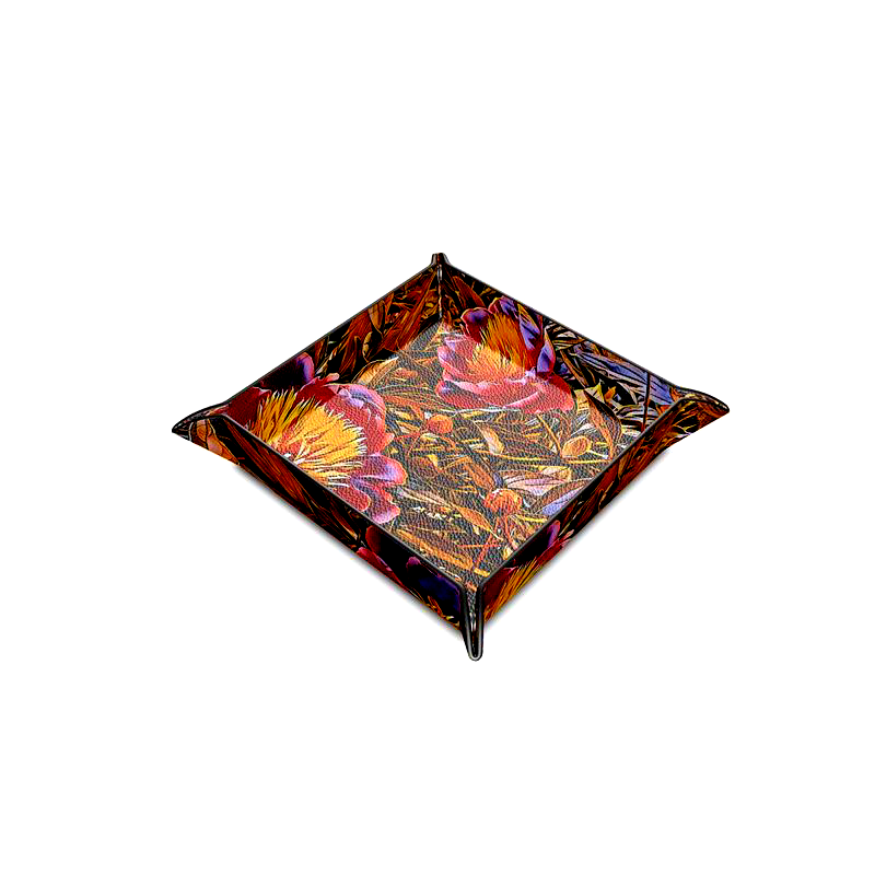 'Peony Marron' Leather Trinket Tray