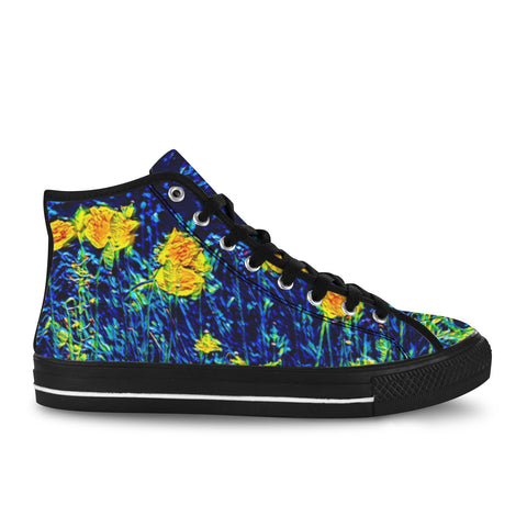 'Wild Poppies' (Black) Women's 'Vancouver' High Top Boots
