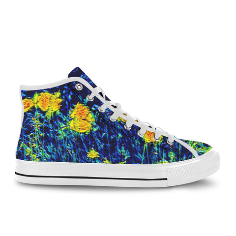 'Wild Poppies' (White) Women's 'Vancouver' High Top Boots
