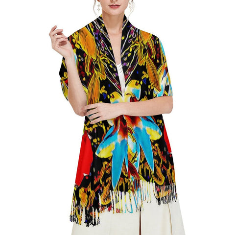 'Magnolia & Rose' Tassel Fleece Scarf