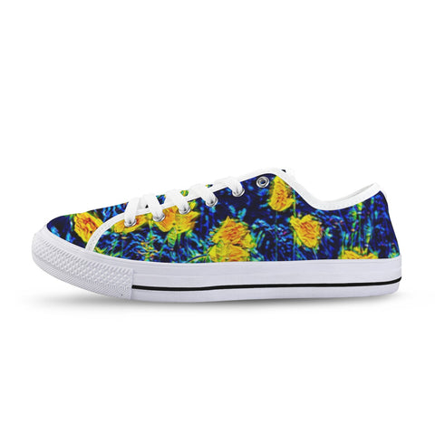 'Wild Poppies' (White) Seattle Low Top Men's Shoes (Model 1013-6)