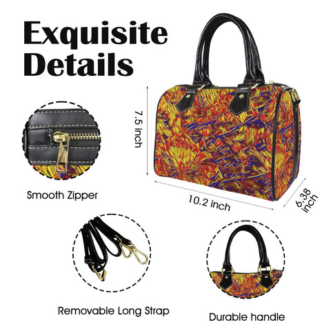 'Peony' Boston-Mini PU Handbag (Black Trim)