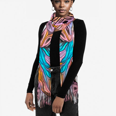 'Psychedelique' Tassel Fleece Scarf