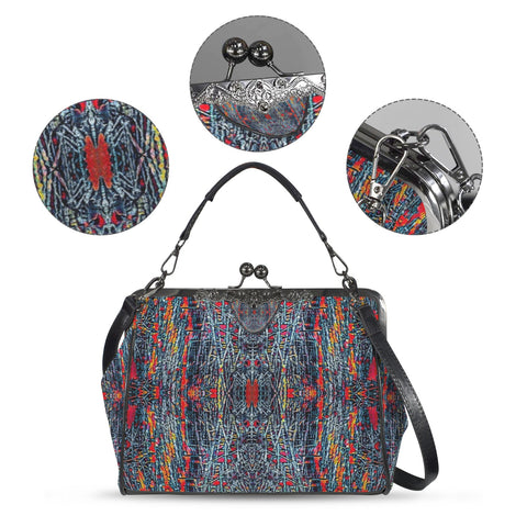 'Graphite' Faux Leather Kisslock Handbag Crossbody