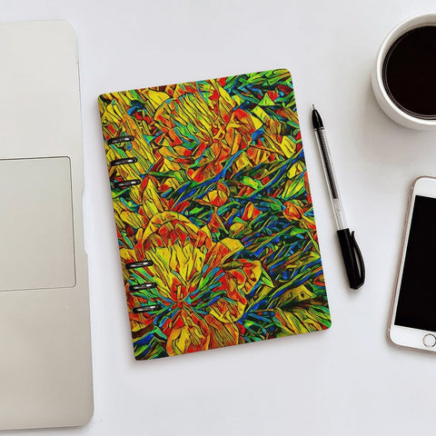 'Peony Citrus' Faux Leather A5 Binder Notebook