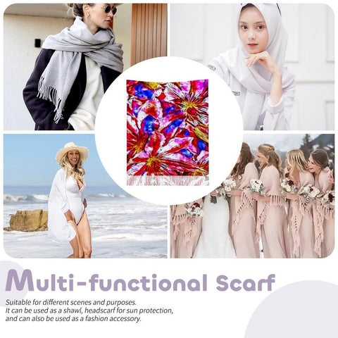 'Clematis' Tassel Fleece Scarf