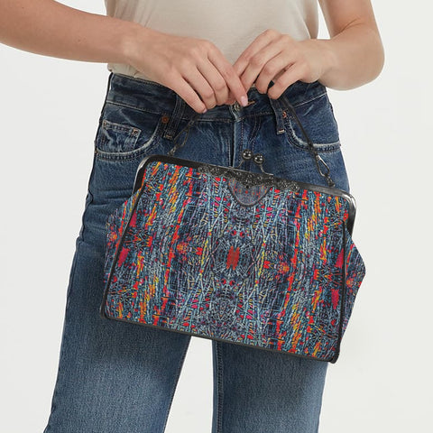 'Graphite' Faux Leather Kisslock Handbag Crossbody